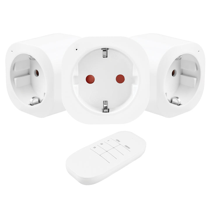 GreenBlue Remote-Controlled Outlets, 3-Pack, Programmable, Range up to 30 m, 220–240 V AC, 50/60 Hz, 16 A, 433 MHz, GB313 F