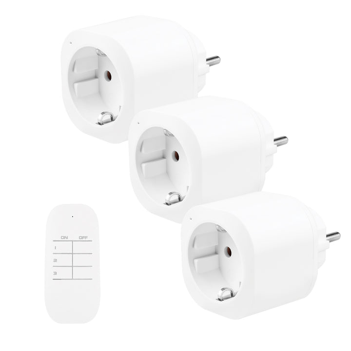 GreenBlue Remote-Controlled Outlets, 3-Pack, Programmable, Range up to 30 m, 220–240 V AC, 50/60 Hz, 16 A, 433 MHz, GB313 F