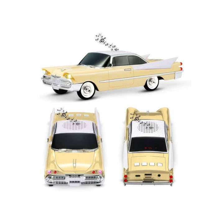 Altavoz retro Lamex, Bluetooth, radio FM, batería recargable de 1500 mAh, color crema, puertos USB AUX MICRO SD, pantalla LCD, LXWS1965K