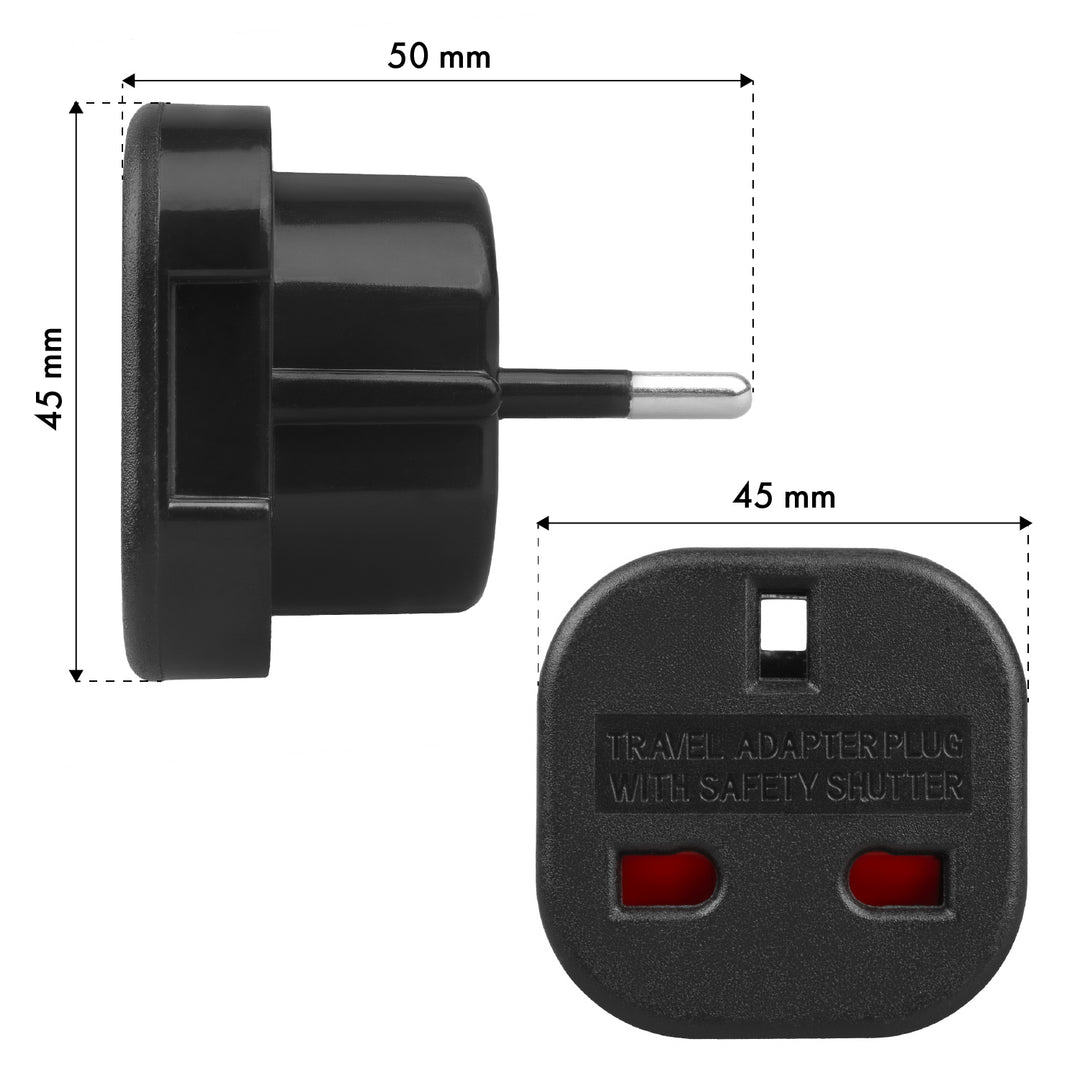 Maclean UK-Steckdose auf EU-Stecker-Adapter, schwarz, MCE72, 2 Stück