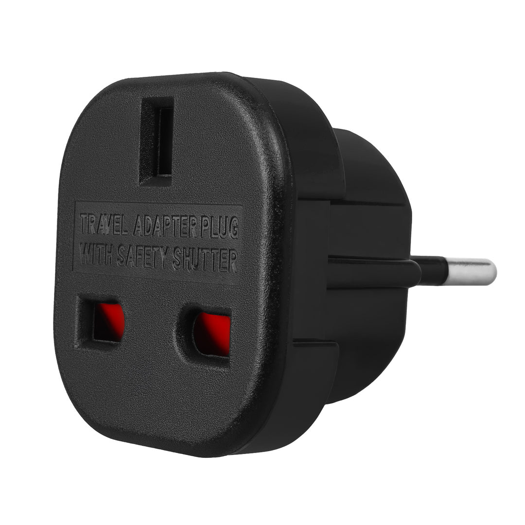 Maclean UK-Steckdose auf EU-Stecker-Adapter, schwarz, MCE72, 4 Stück