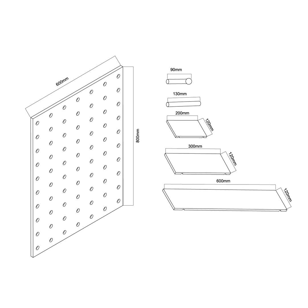 Maclean wooden board organizer, light wood color, 60x80 cm, max. 20 kg, MC-131 WD, 2 pieces