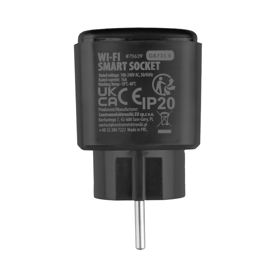 GreenBlue Remote-Controlled WiFi Outlet, Android/iOS/Alexa/Google Home, Timer, Wattmeter, Max 16A/3840W, GB735 B