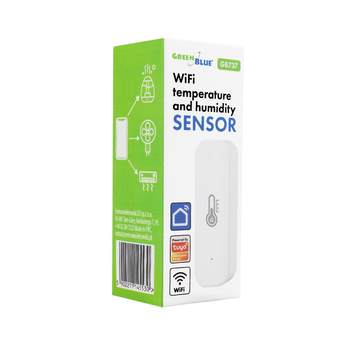GreenBlue WiFi Temperature and Humidity Sensor, Android/iOS/Alexa/Google Home, 3.0V DC, LR03x2, GB737