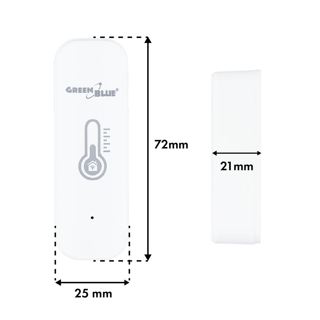 GreenBlue WiFi Temperature and Humidity Sensor, Android/iOS/Alexa/Google Home, 3.0V DC, LR03x2, GB737