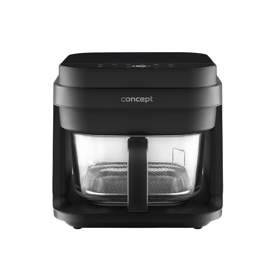 Freidora sin aceite Concept Glass&Fast, capacidad 5,5 l, 7 programas, pantalla LED táctil, modo de fritura saludable, recipiente de cristal, FR5500