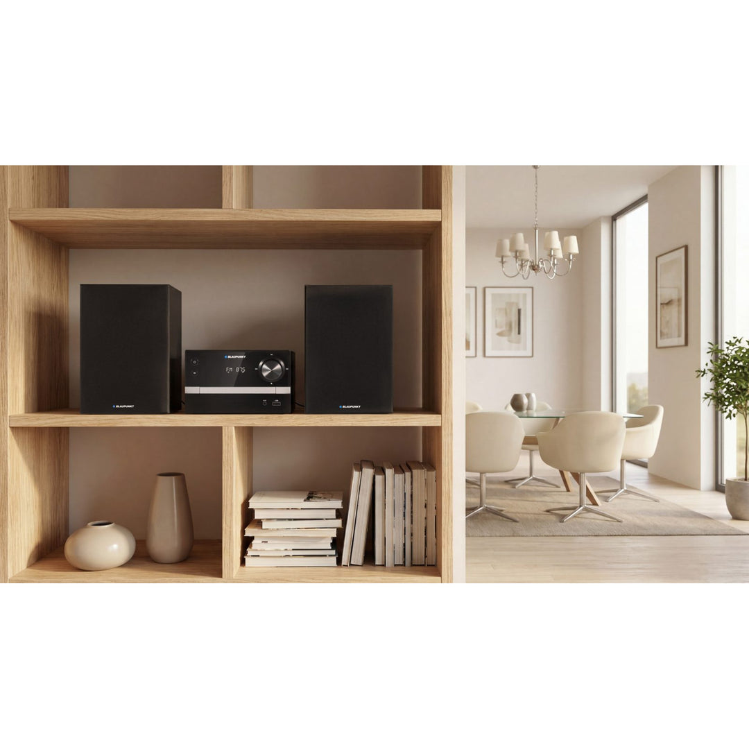 Microchaîne Blaupunkt, Bluetooth, radio FM, puissance 20 W RMS, horloge avec fonction alarme, CD/MP3/USB/AUX, MS9BT