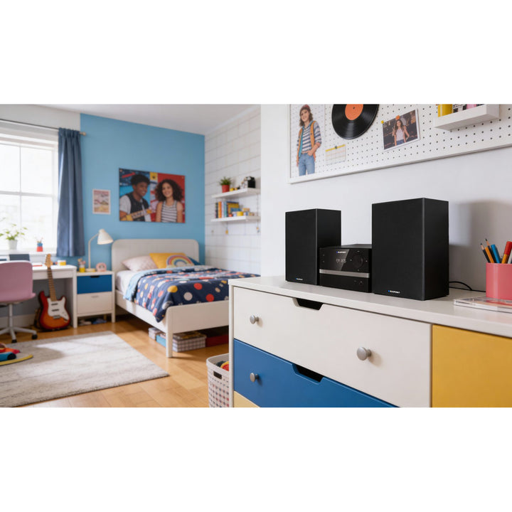 Microchaîne Blaupunkt, Bluetooth, radio FM, puissance 20 W RMS, horloge avec fonction alarme, CD/MP3/USB/AUX, MS9BT