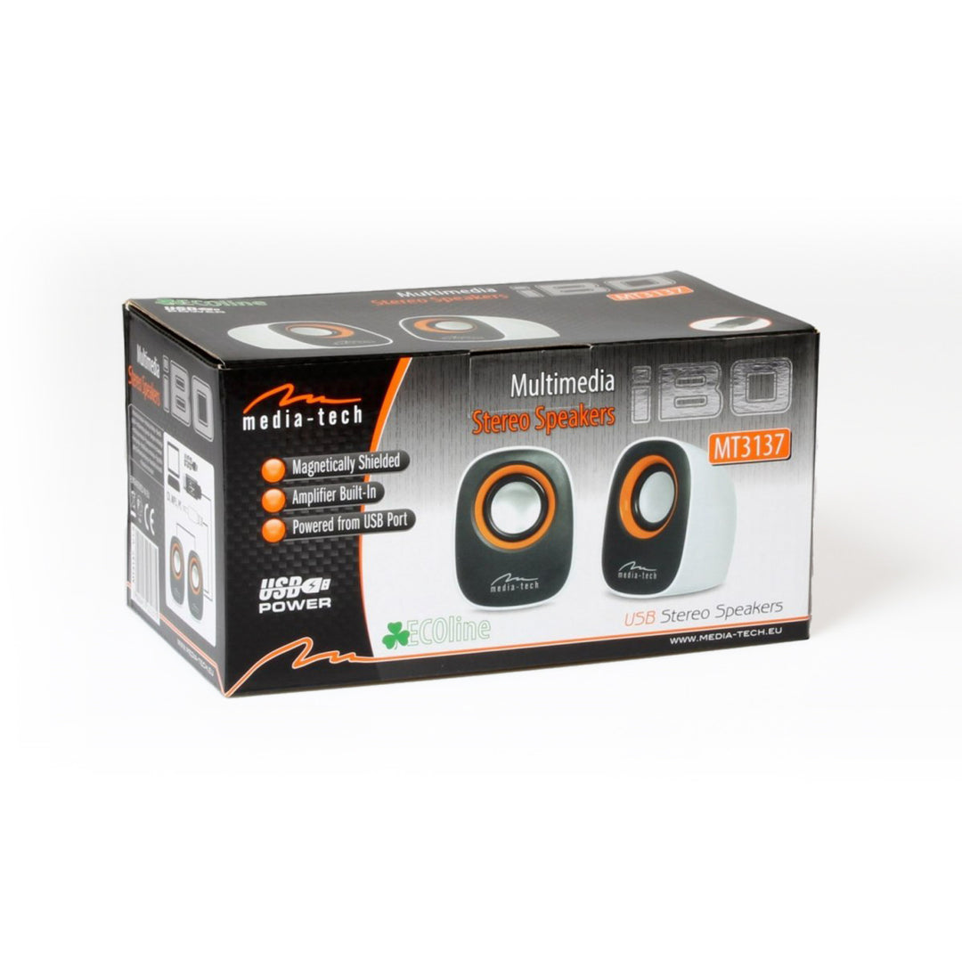 Enceintes d'ordinateur 2.0 alimentées par USB, Media-Tech, MT3137