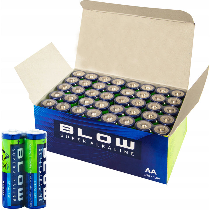 Piles alcalines AA Blow, LR6, tension 1,5 V, lot de 40 pièces
