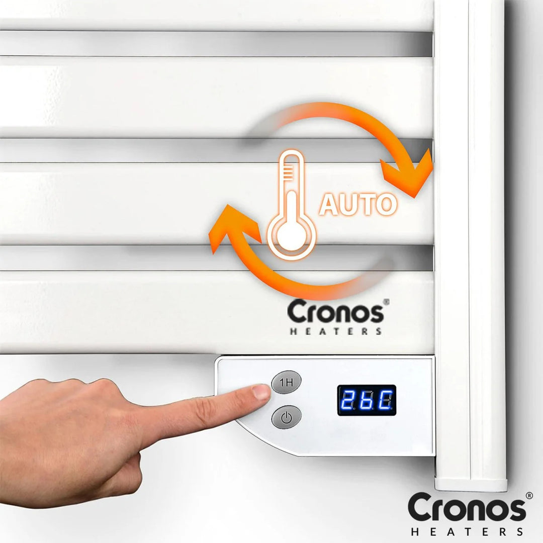 Cronos electric bathroom heater, 500W power, heats rooms up to 6m2, LCD display, AUTO, TIMER, and open window detection functions, TW-500