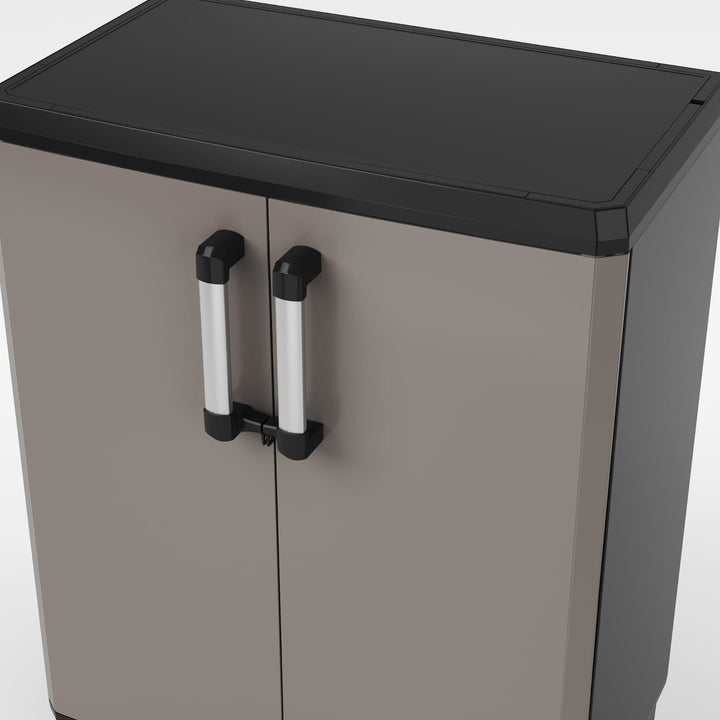 Keter low cabinet, adjustable shelves, reinforced construction, color: gray/black, Pro