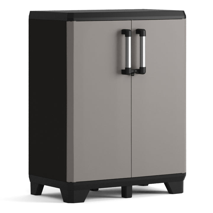 Keter low cabinet, adjustable shelves, reinforced construction, color: gray/black, Pro