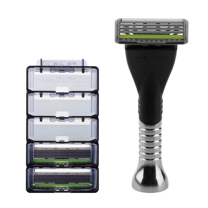 Feather Butler PF-BT razor with replaceable blades, 3 cartridges