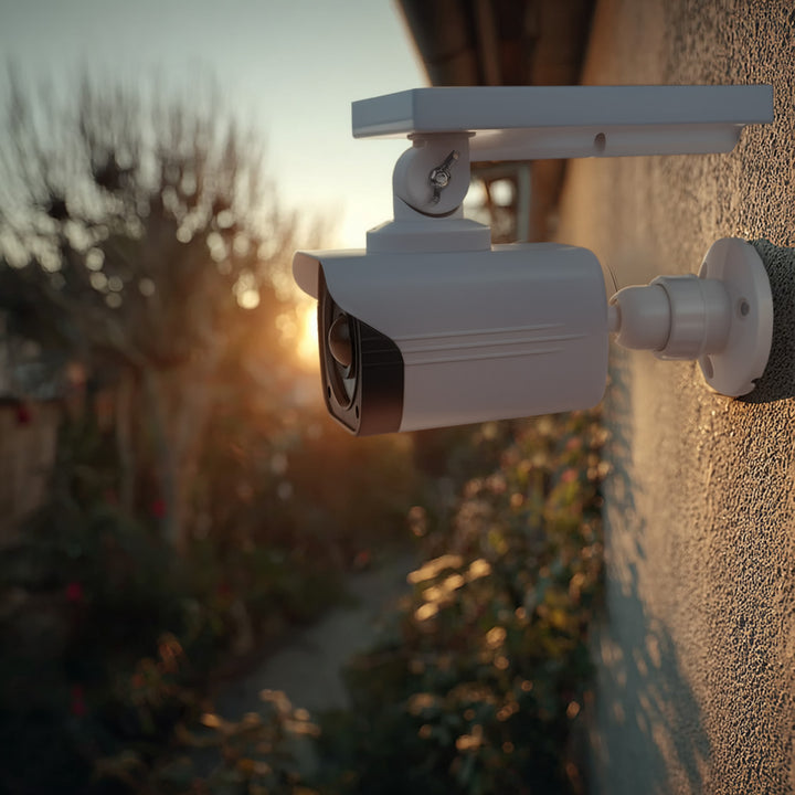 Solar-Kameraattrappe, blinkende LED, Bewegungssensor, LED-Beleuchtung, kostenloser Aufkleber, SOL1800S, 2 Stück