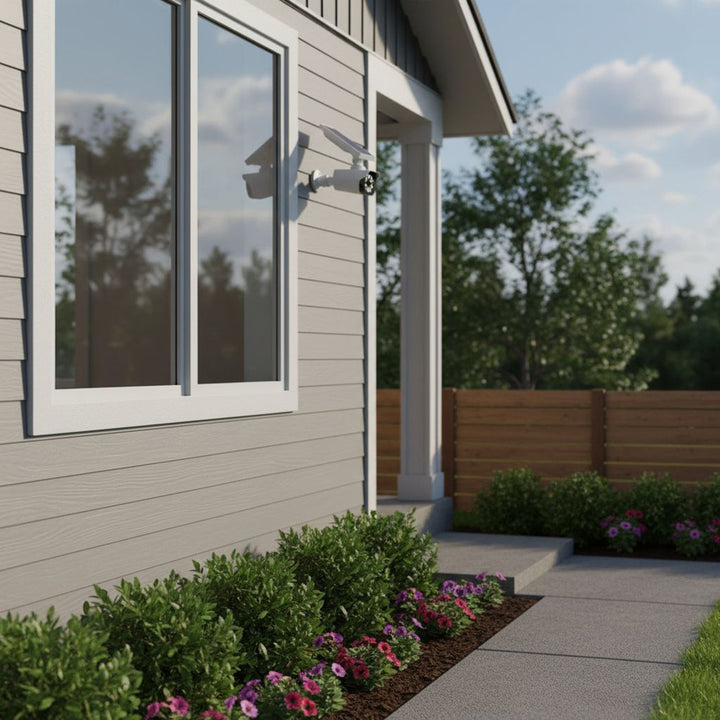 Solar-Kameraattrappe, blinkende LED, Bewegungssensor, LED-Beleuchtung, kostenloser Aufkleber, SOL1800S, 2 Stück