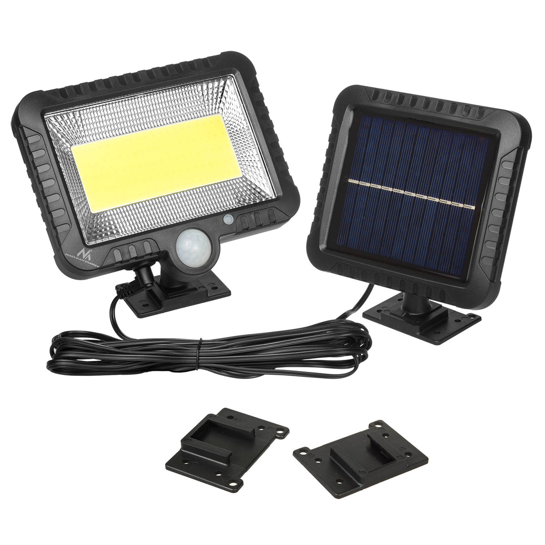 Solar LED floodlight with Maclean motion sensor, IP44, 5W, 400lm, 6000K, 1300 mAh lithium battery, 5.5V DC MCE438, 2 pieces