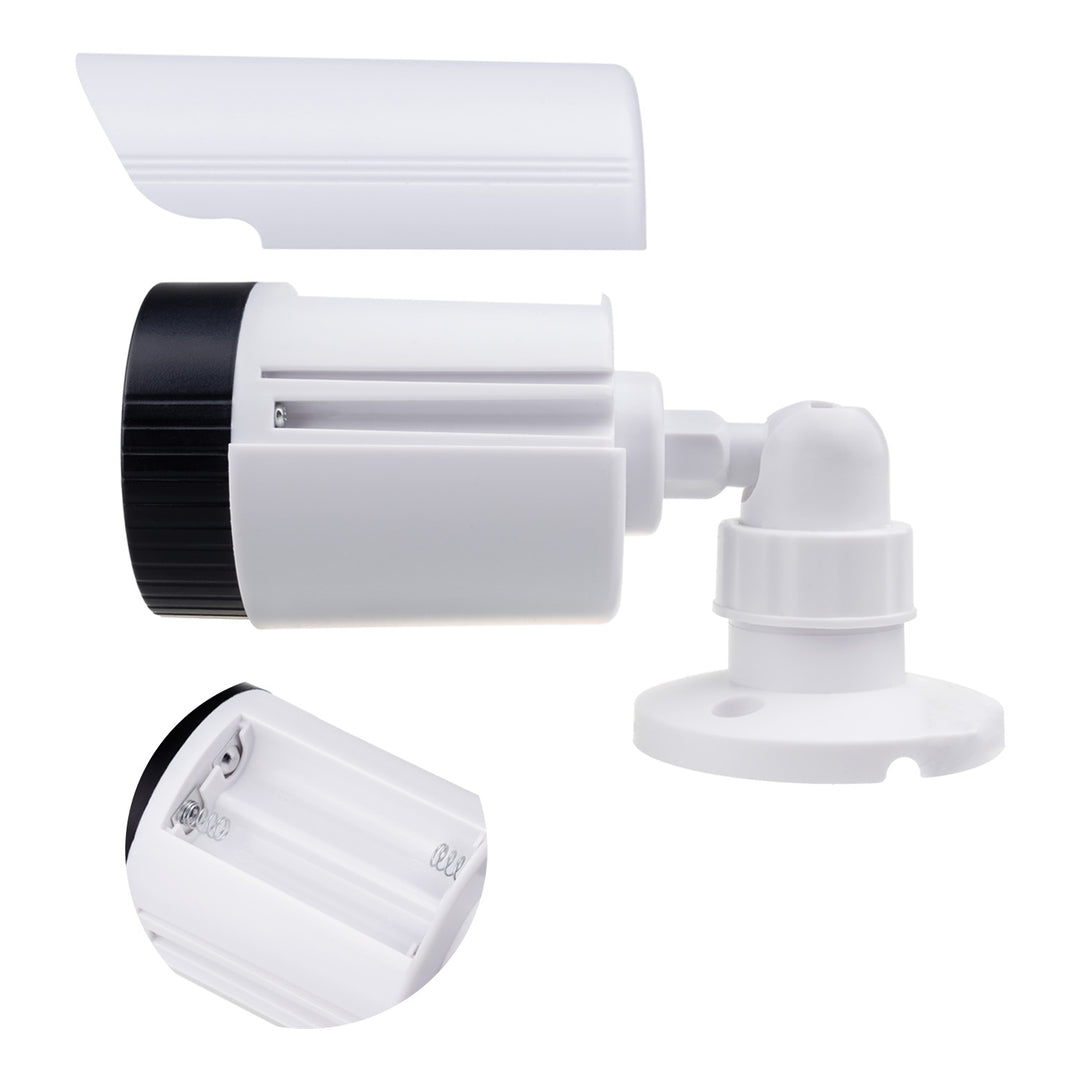 Ensemble de deux caméras tubulaires factices, diodes IR LED, blanches, alimentation 2xAA (incluse), ABS, IR1800 WT