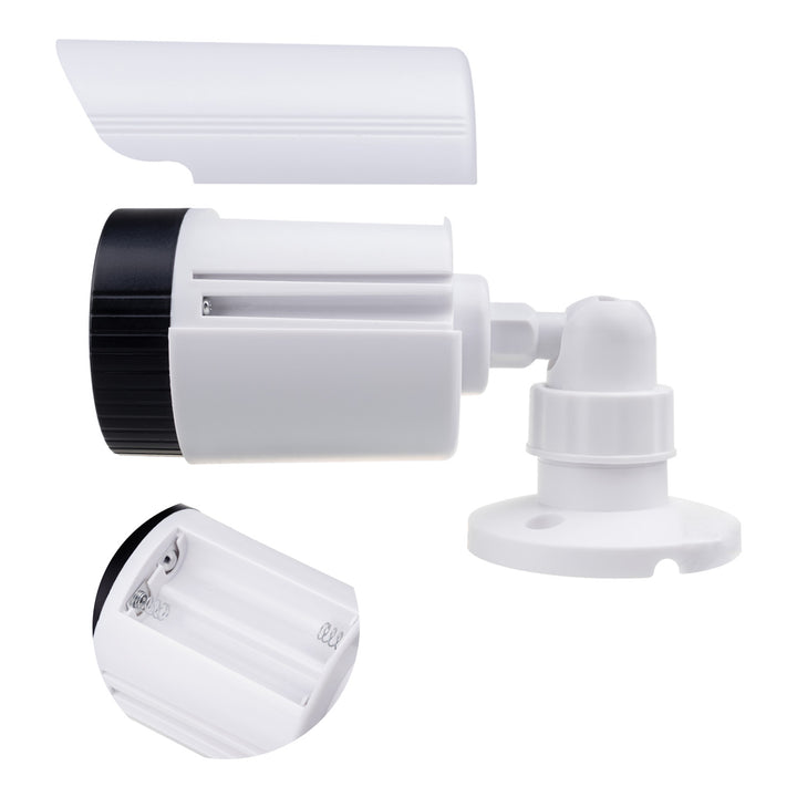 Ensemble de deux caméras tubulaires factices, diodes IR LED, blanches, alimentation 2xAA (incluse), ABS, IR1800 WT