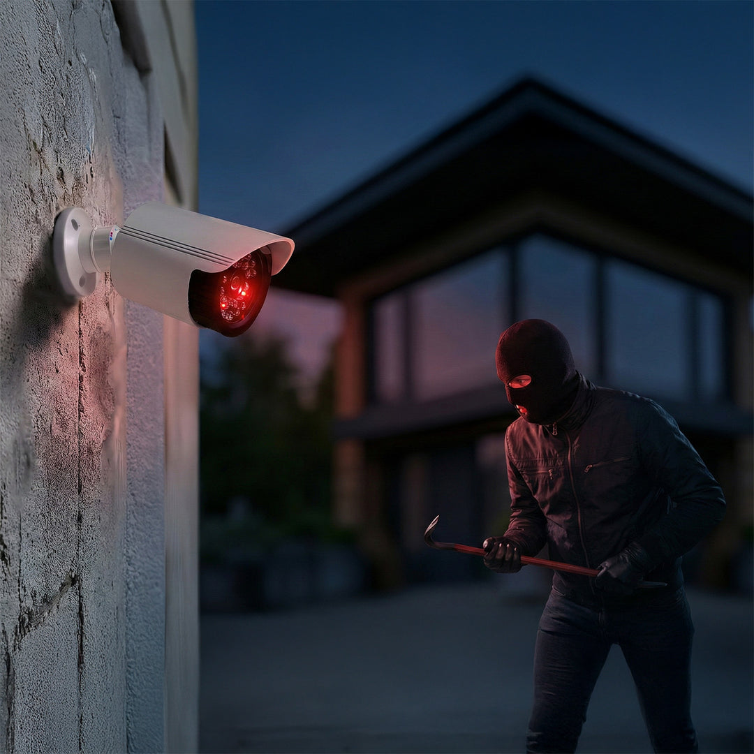 Ensemble de deux caméras tubulaires factices, diodes IR LED, blanches, alimentation 2xAA (incluse), ABS, IR1800 WT