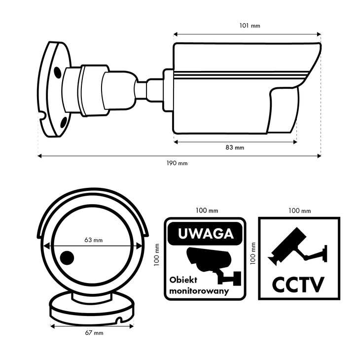 Cámara tubular falsa, diodos LED IR, blanca, alimentación 2xAA (incluidas), ABS, IR1800 W