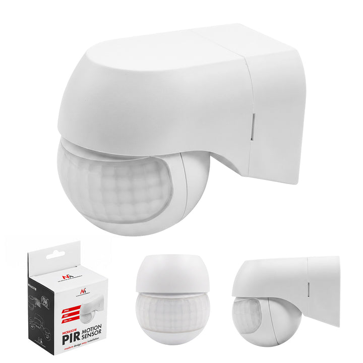 Maclean 12-24V PIR Motion Sensor, Infrared, IP44, White, 12m Range, Max. Load 60/120W, MCE623 W
