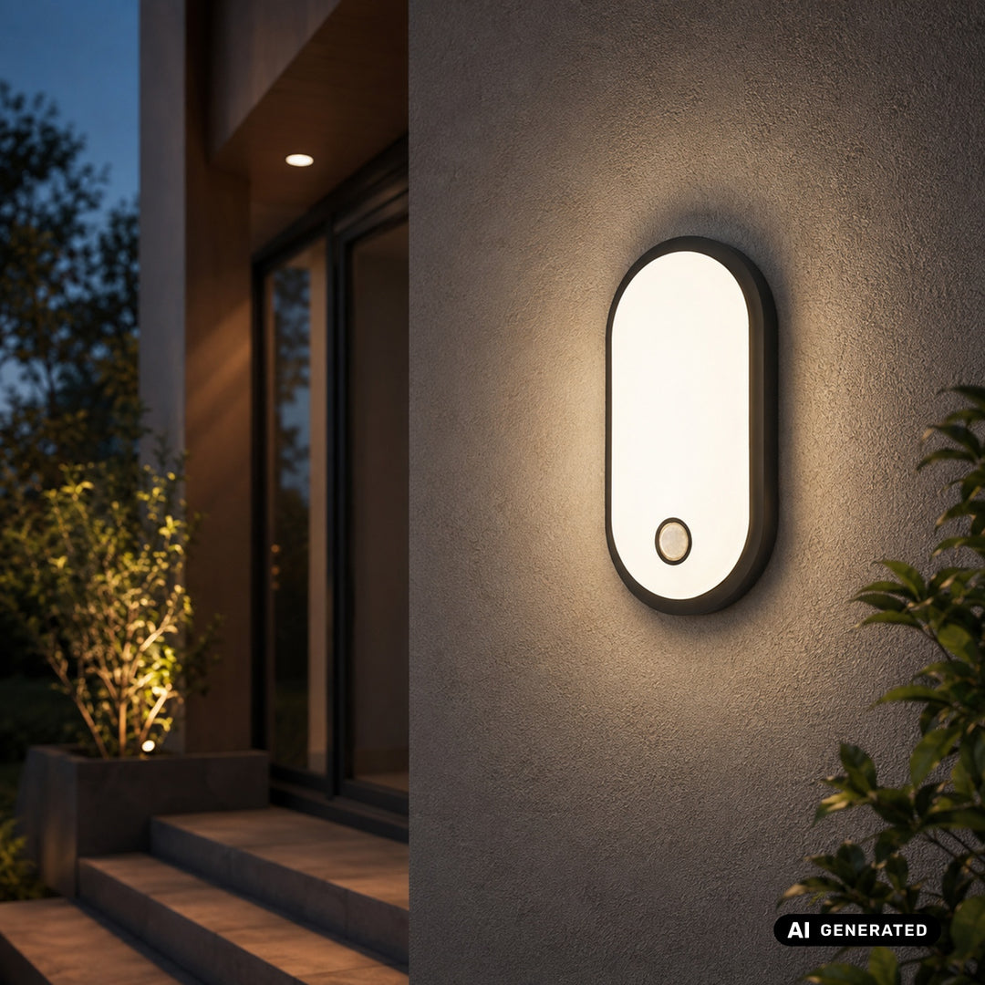 Maclean LED Motion Sensor Light, PIR sensor, black, 10W/15W/18W, IP65, adjustable color temperature 3000K/4000K/6000K, MCE534 B