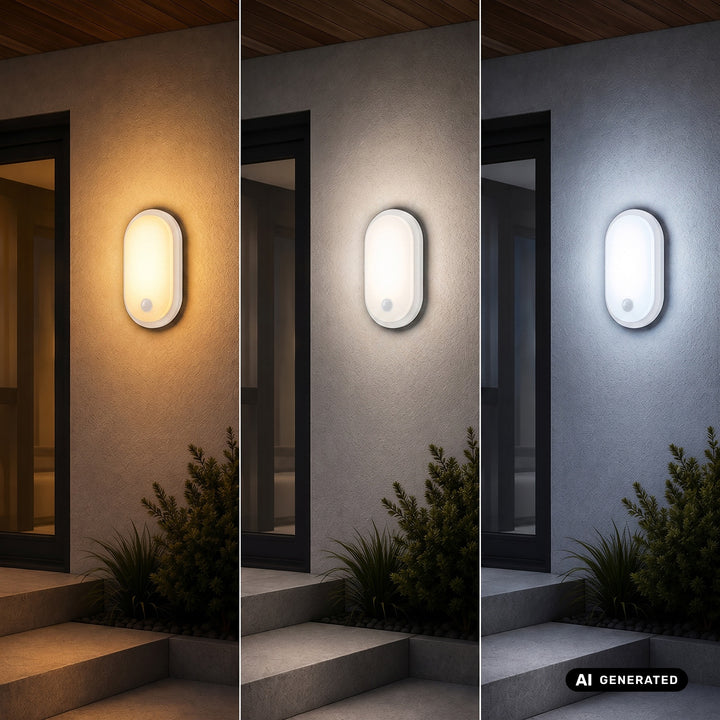 Maclean LED Light with Motion Sensor, PIR Sensor, White, 10W/15W/18W, IP65, Color Temperature Adjustable (3000K/4000K/6000K), MCE534 W
