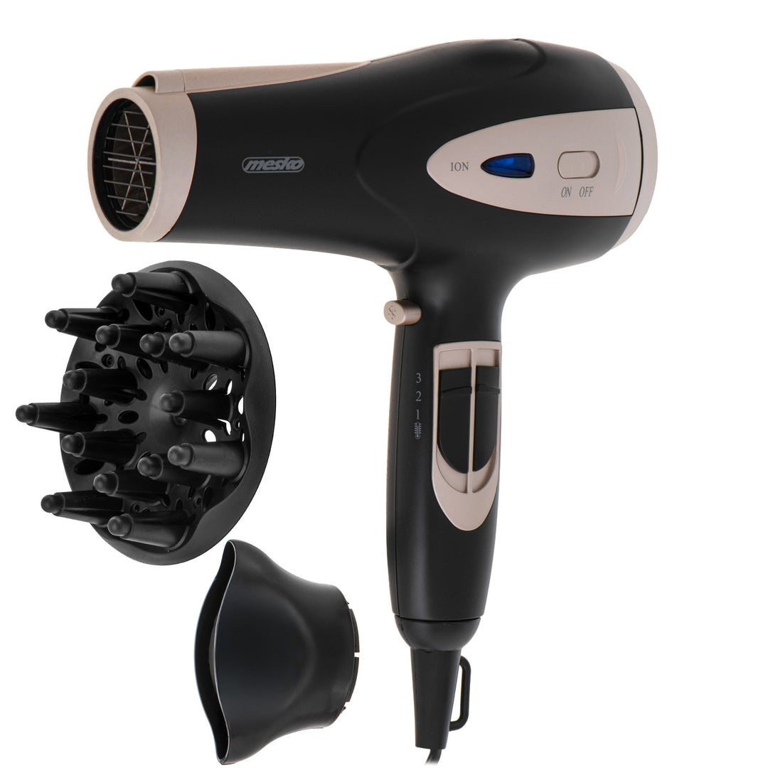 Mesko hair dryer, ionization function, diffuser, 2200W power, black, MS 2287