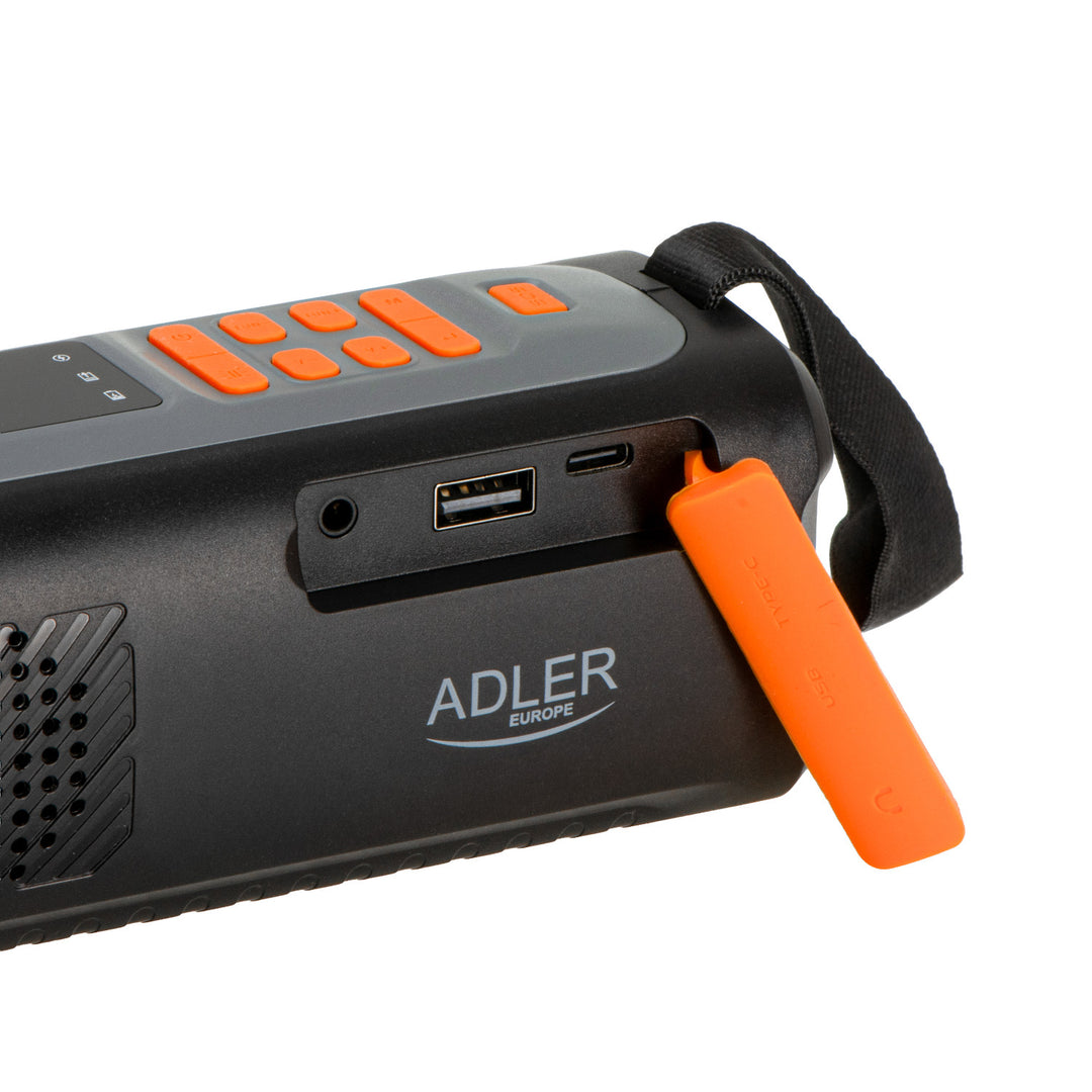 Radio de emergencia Adler, con panel solar, manivela y batería externa, Bluetooth 5.0, linterna LED de 4 W, 4500 mAh, AD 1920