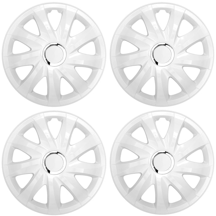 Universal 13" NRM Drift white hubcaps, set of 4