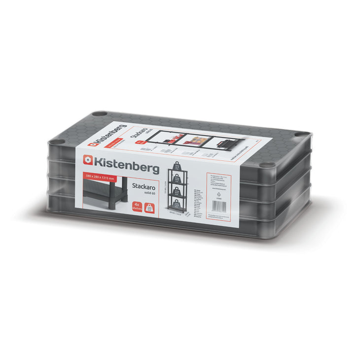 Étagère Stackaro Solid 60 Kistenberg, charge maximale totale 185 kg, 4 étagères, montage mural, KSS60L4HD-S411