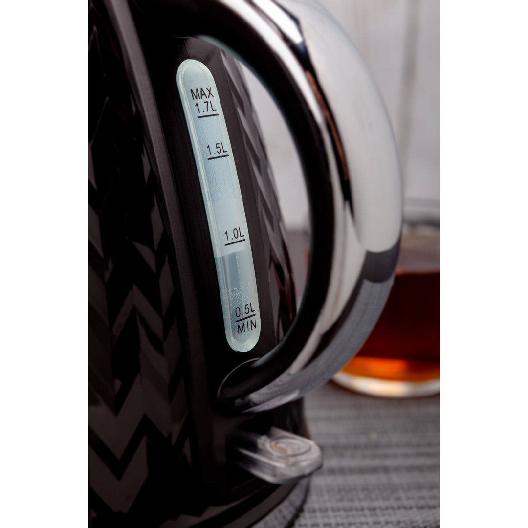Eldom electric kettle, black, 2000W power, 1.7L capacity, water level indicator, mesh filter, C265C