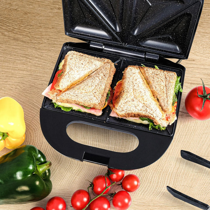Eldom Sandwichtoaster, antihaftbeschichtete Keramikoberfläche, schnelles Aufheizen, 750 W Leistung, blitzschnelle Reinigung, LED-Anzeigeleuchte, rutschfeste Füße, ST11G