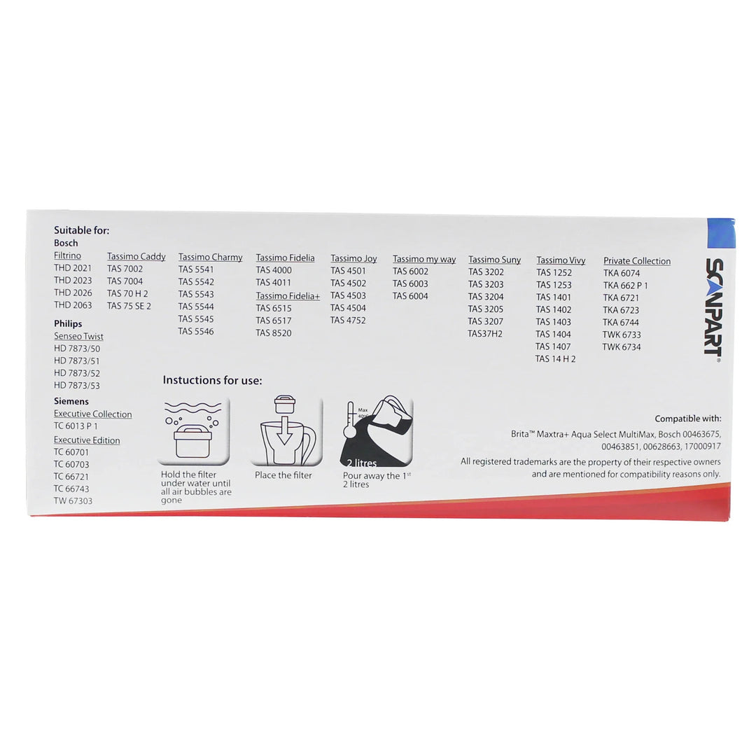 Scanpart water filter compatible with Brita Maxtra Plus, Dafi Unimax, 4 pieces