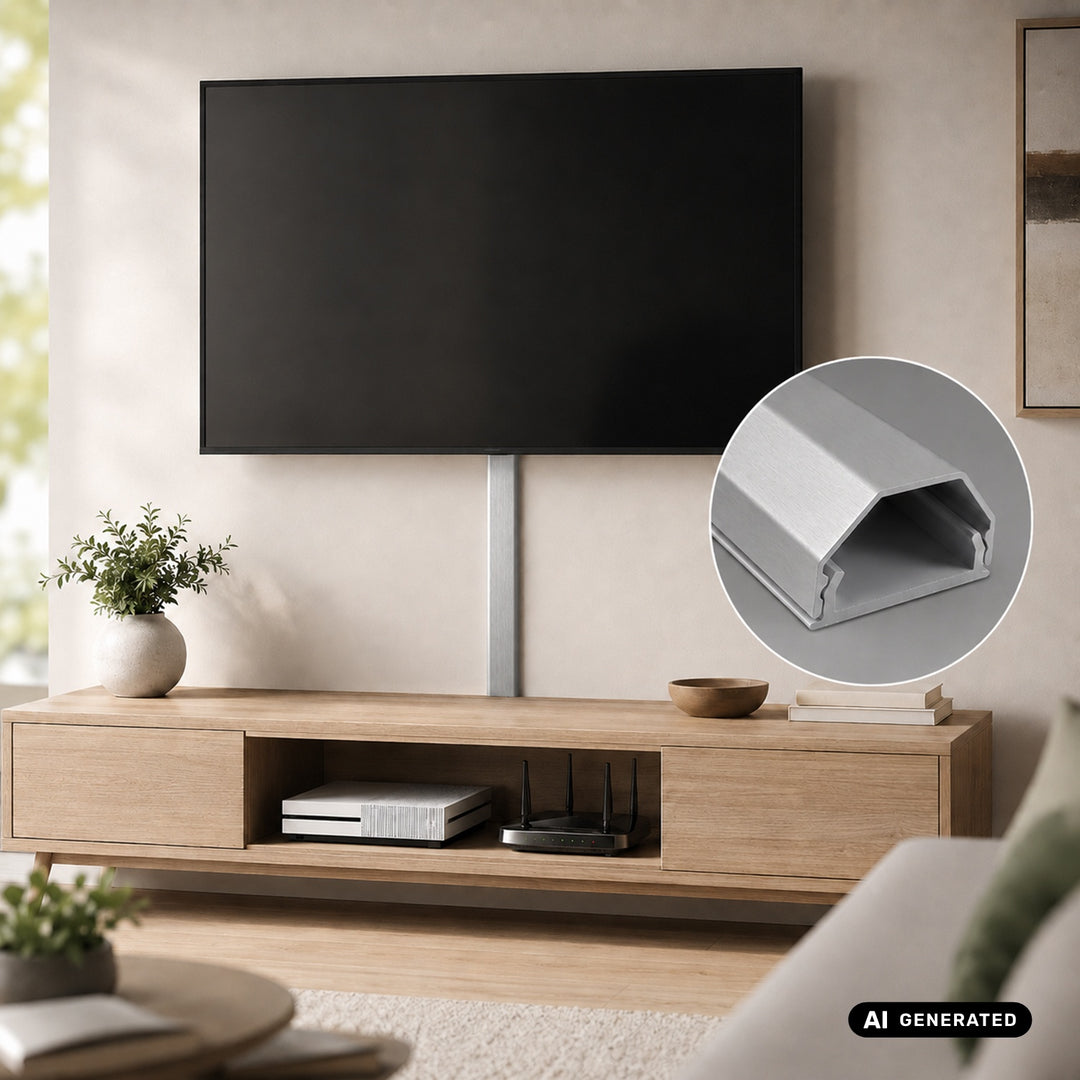 Maclean Aluminum Cable Cover Strip, 33x18x750 mm, Silver, MCTV-897 S
