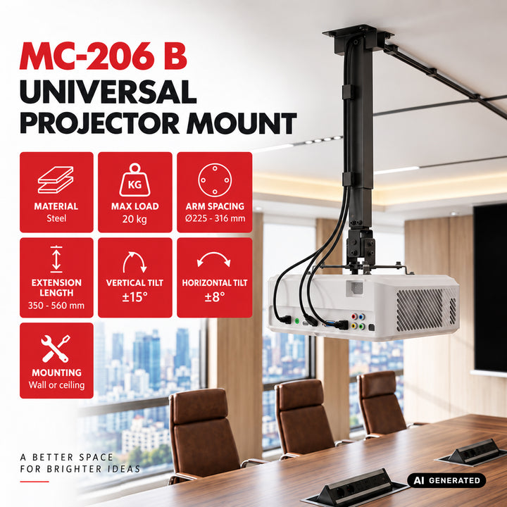 Maclean Universal Projector Mount/Hanger, Black, up to 20 kg, MC-206 B