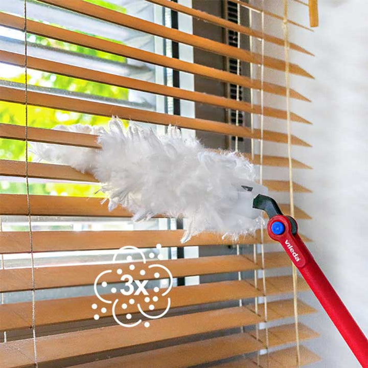 Vileda Flex&Catch Staubwedel, mit langem Stiel, Rutschschutz, flexibler Kopf + 5 Staubwedel-Einsätze