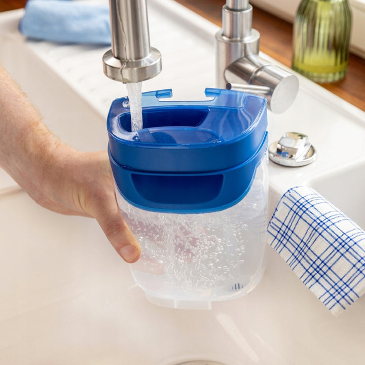 Fregona plana Vileda H2prO, separación del 100 % del agua limpia del agua sucia, dos depósitos, 2 fundas de microfibra, cabezal giratorio 360°, 175774