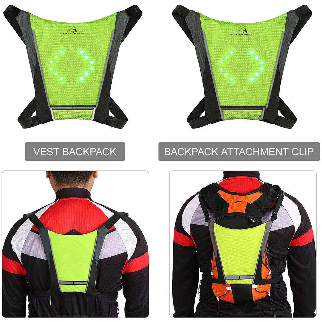 Mochila con señalizador LED, con mando a distancia, resistencia al agua: mando a distancia IPx5, mochila IPX2 + correas deportivas para el teléfono Maclean