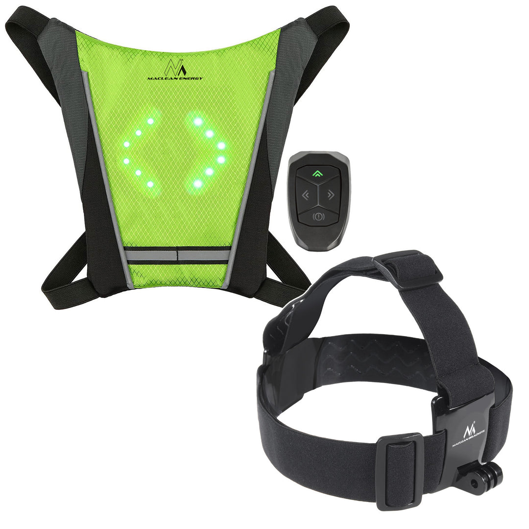Backpack with LED signal light, remote control, waterproof: remote control IPx5, backpack IPX2 + MC-825 sports headband for phone