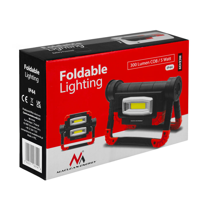 Maclean COB LED work lamp, 300 lm, 3 lighting modes, color temperature 6500K, MCE439 2 pieces + 8x Varta Industrial AA batteries