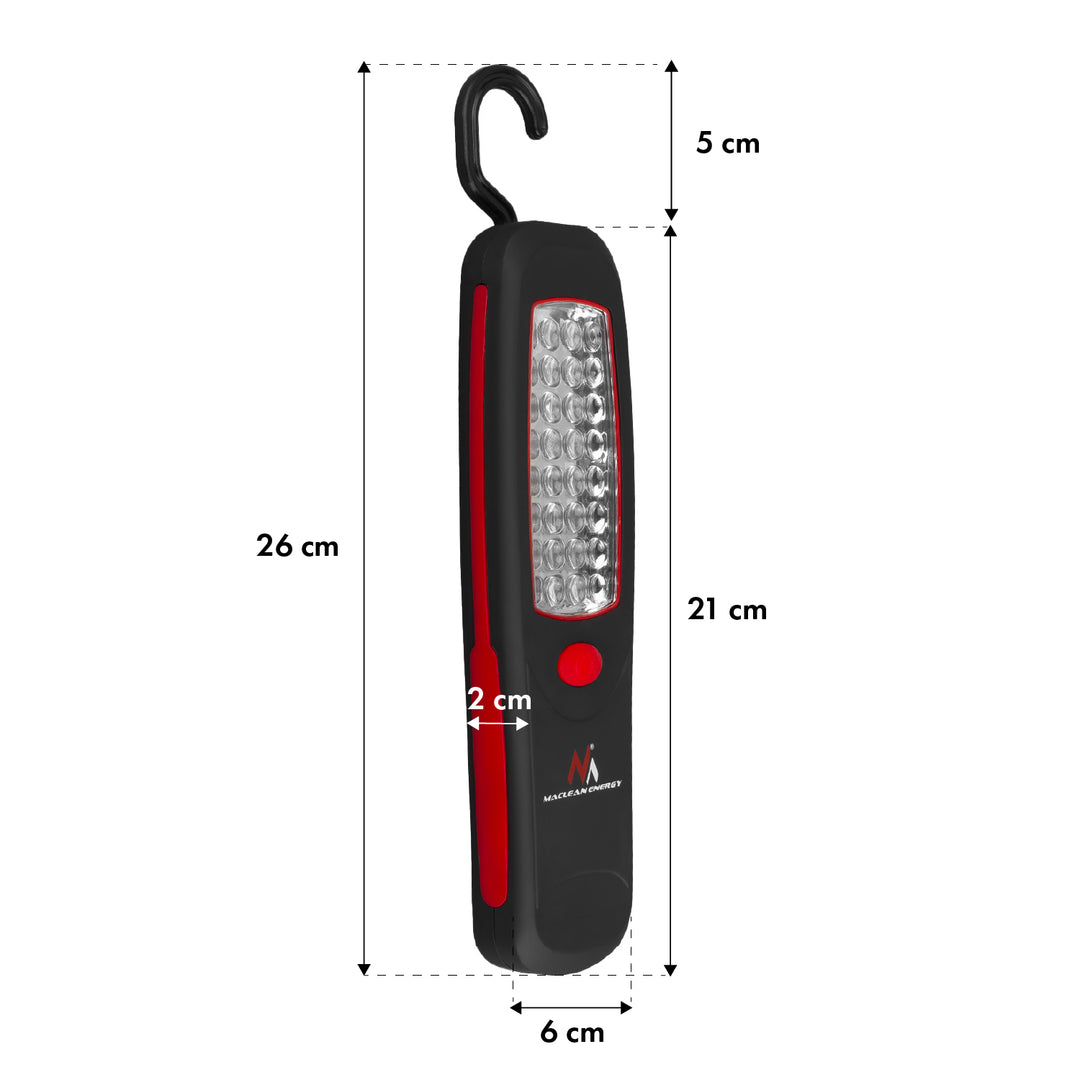 Werkstattlampe 24 LED Maclean, Magnet, Haken, MCE03 2 Stück + 6x Batterie Varta Industrial LR6/AA R-06