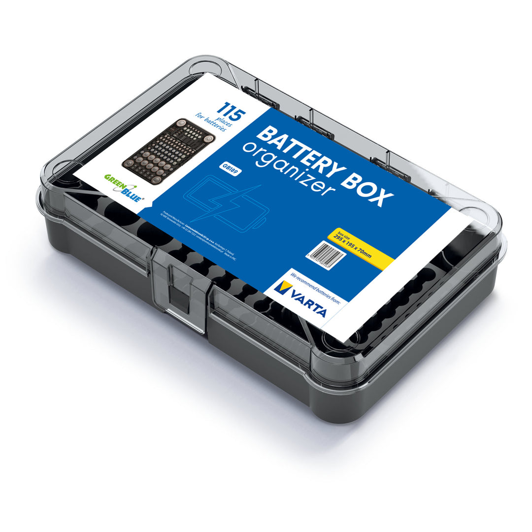 Organizador a pilas GreenBlue Varta Box GB189 + 22 pilas AA Varta Industrial + 25 pilas AAA Varta Industrial