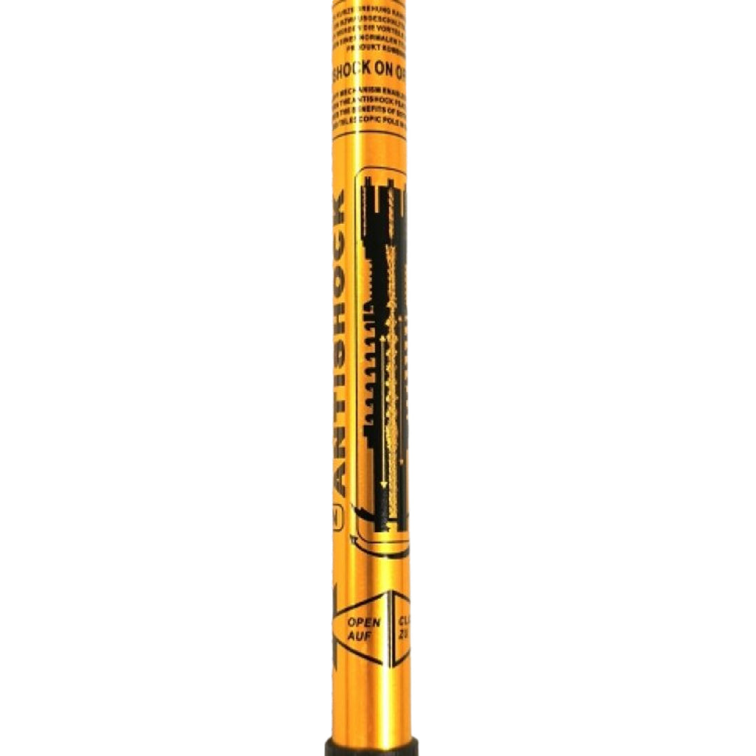 Nordic Walking aluminum poles, 65-135 cm, telescopic, gold