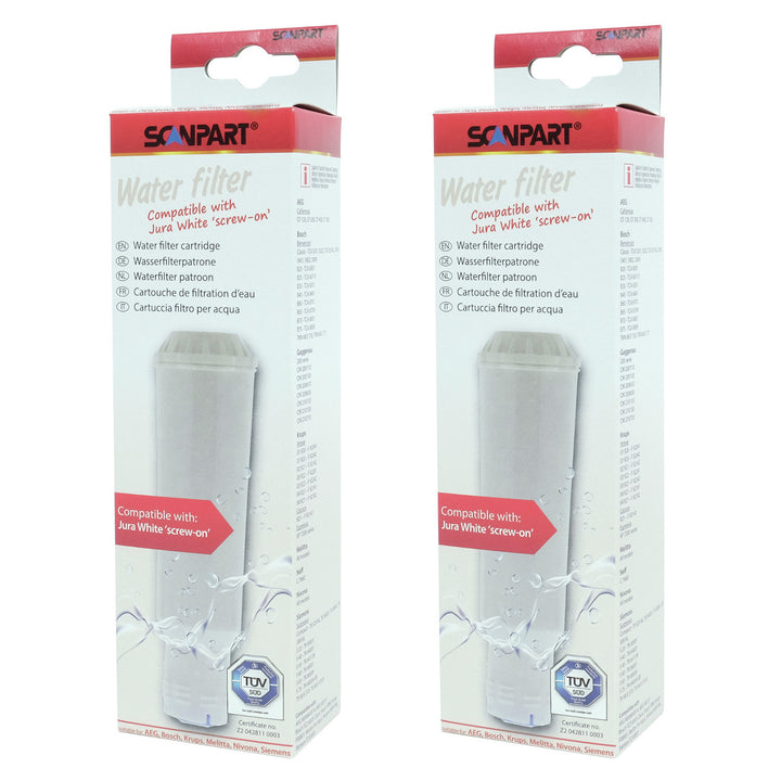 Water filter for AEG, BSH, Krups, Melitta, Nivona Scanpart screw-in espresso machines, 2 pieces