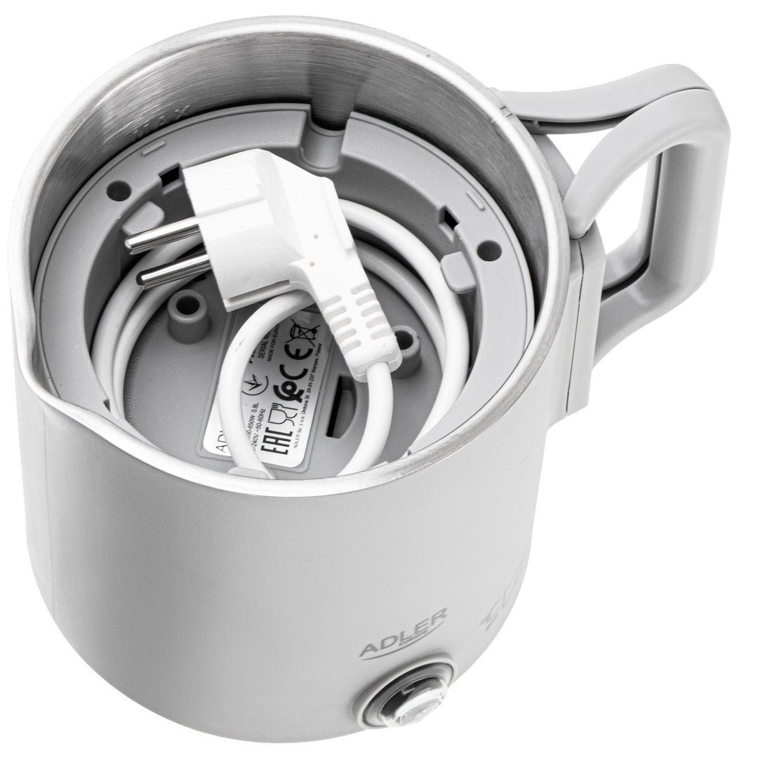 Adler electric kettle, travel kettle, double walls, capacity 0.8 l, max. power 650 W, gray, AD 1388