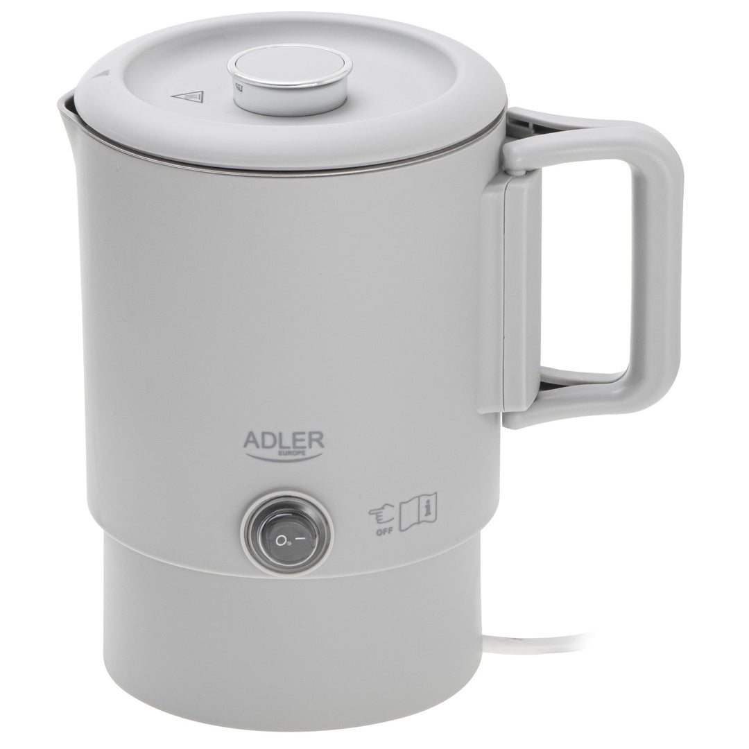 Adler electric kettle, travel kettle, double walls, capacity 0.8 l, max. power 650 W, gray, AD 1388