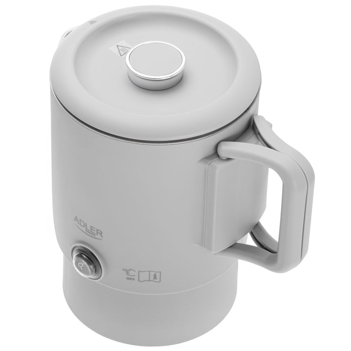 Adler electric kettle, travel kettle, double walls, capacity 0.8 l, max. power 650 W, gray, AD 1388