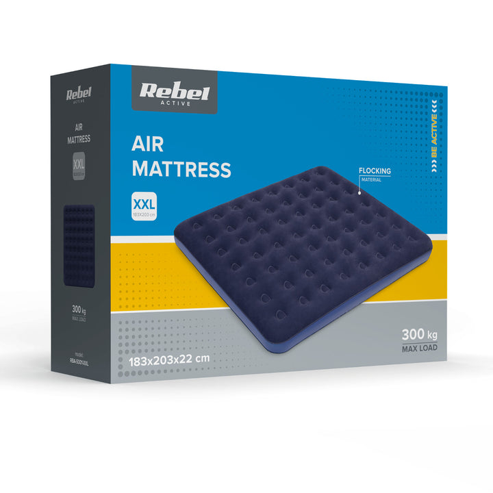 Colchón hinchable doble REBEL ACTIVE, dimensiones 203 x 183 x 22 cm, RBA-5001-XXL